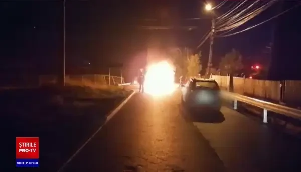 Mașină de poliție făcută scrum, în urma unui grav accident produs de o tânără care abia își luase permisul