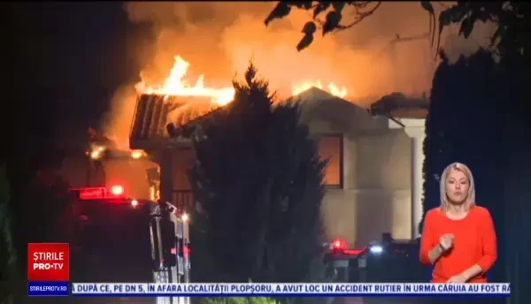 VIDEO. Fosta vilă din Izvorani a lui Irinel Columbeanu a ars din temelii