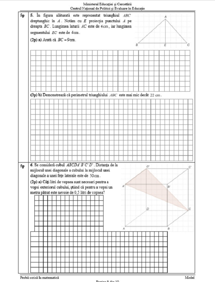 Evaluarea Națională 2021. Model de subiecte pentru matematică - 2