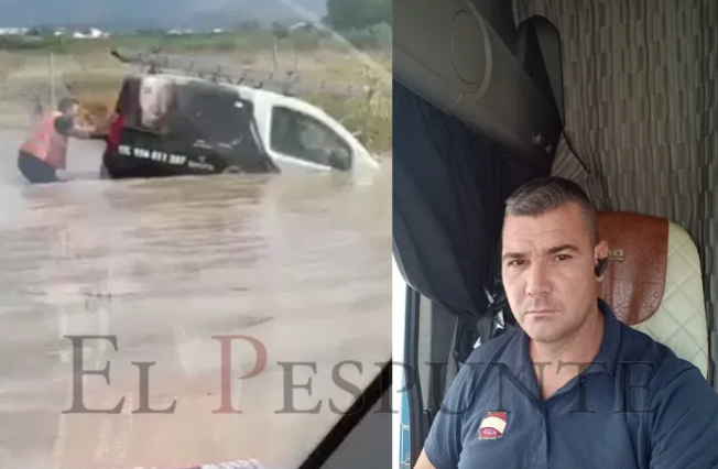Un șofer român de TIR a salvat viața unui spaniol prins într-o viitură