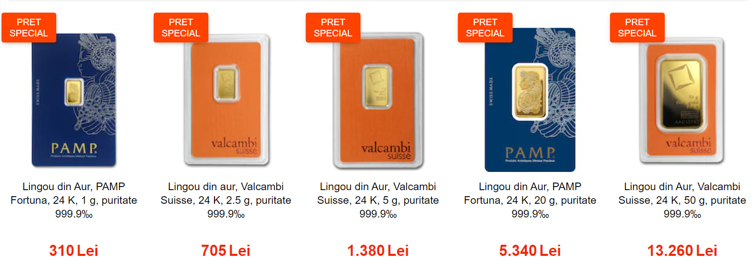 Prețuri speciale la lingouri de aur