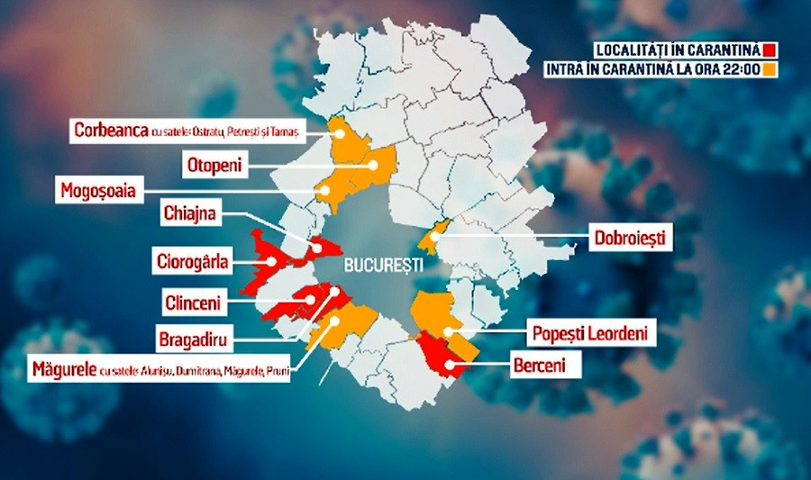 Carantină prelungită cu o săptămână în Corbeanca, Dobroeşti, Măgurele, Mogoşoaia, Otopeni şi Popeşti Leordeni