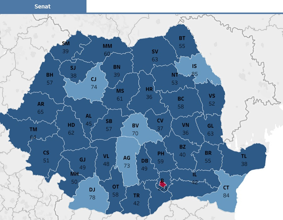 Harta candidaților &icirc;nscriși pentru Senat