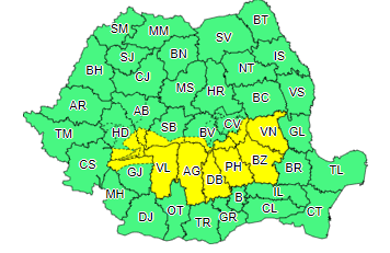 Cod galben de ploi și ninsori abundente în țară. Până când este valabil