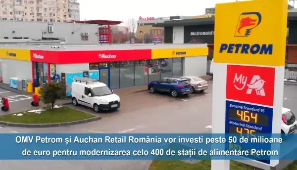 OMV Petrom și Auchan au inaugurat prima stație complet modernizată din București. Vor fi 400 în România, până în 2024