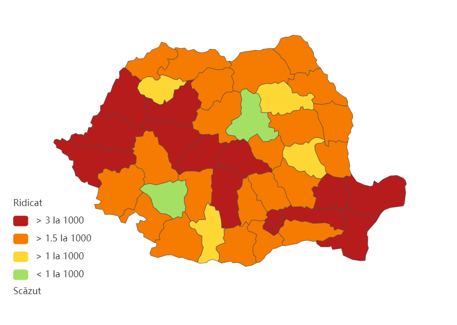 Județele cu cele mai multe cazuri noi de COVID-19. Incidență de 6,64 la mie în Capitală