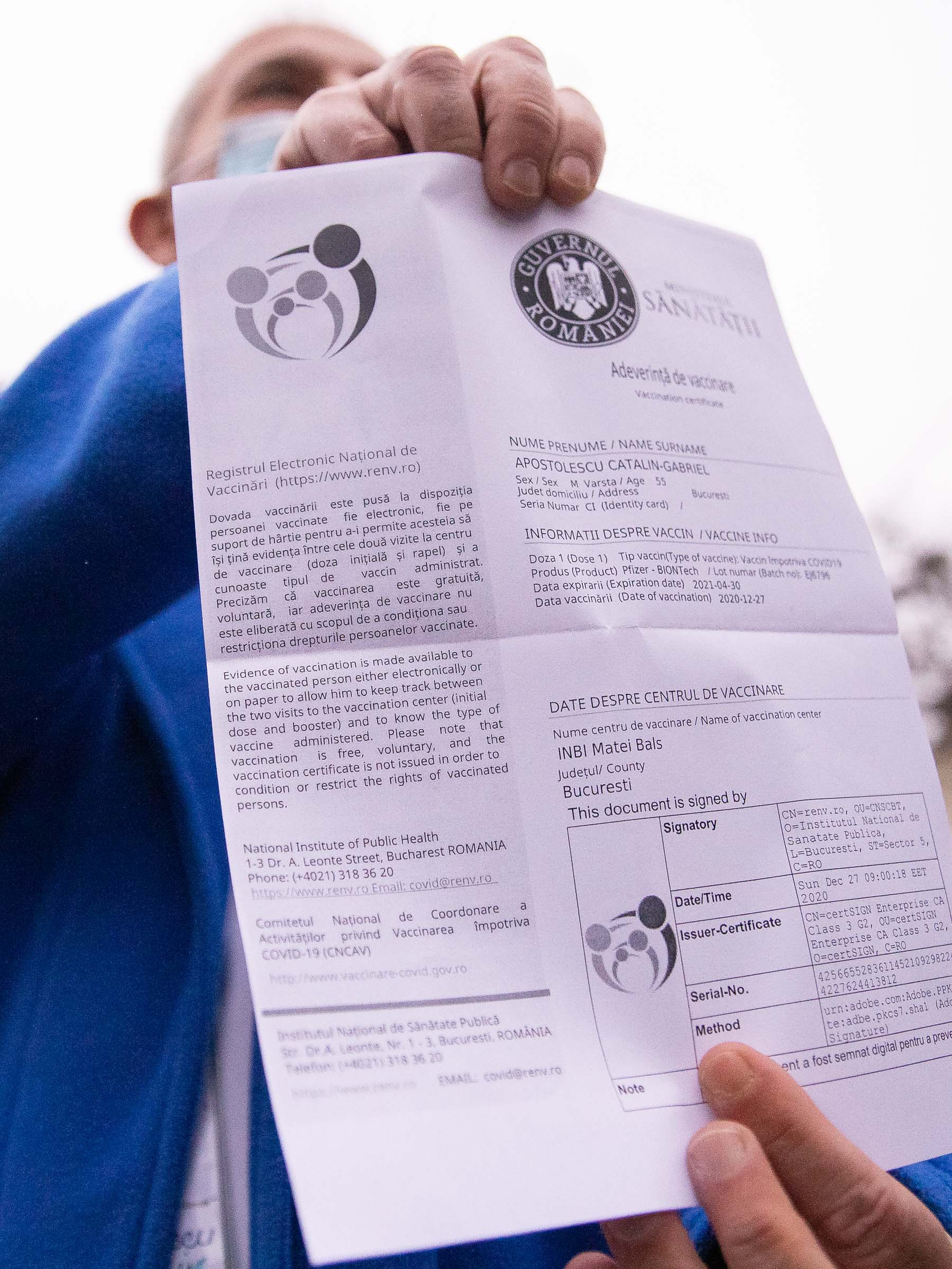 adeverinta vaccinare, vaccin