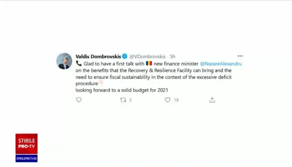 Comisia Europeană: ''Așteptăm de la România un buget robust pe 2021''