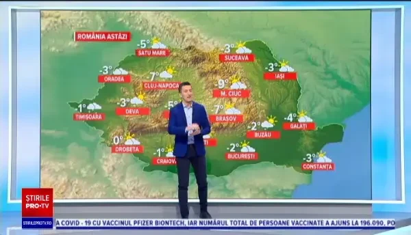 Vremea azi, 17 ianuarie. Ger în toată țara, temperaturile ajung și la aproape -20 de grade