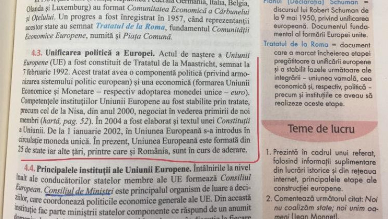 În România, elevii de liceu învață că țara noastră NU este în Uniunea Europeană