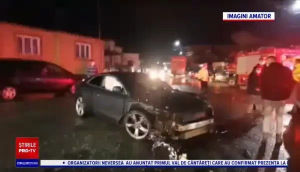 Pericol de incendiu în Bistrița-Năsăud, după ce sute de litri de carburant s-au scurs pe șosea, în urma unui accident