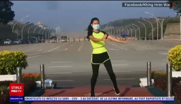 VIDEO. O instructoare de fitness a filmat din greșeală lovitura de stat din Myanmar