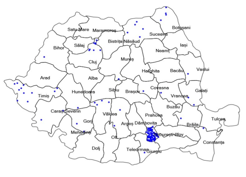 Distribuția cazurilor pe județe