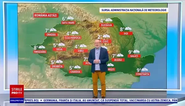 Vremea azi, 16 martie. Cod galben de vreme rea, în toată țara