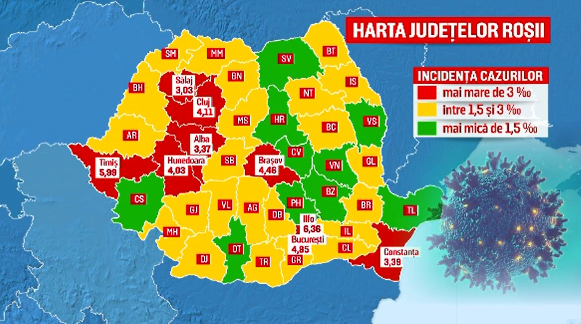Situația COVID-19 în România: Tot mai multe orașe intră în scenariul roșu, iar secțiile ATI sunt pline de pacienți