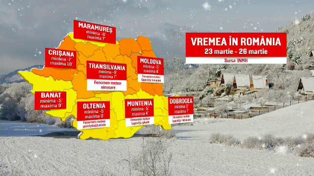 Ninsori și frig la final de martie, în toată țara. Când vine primăvara