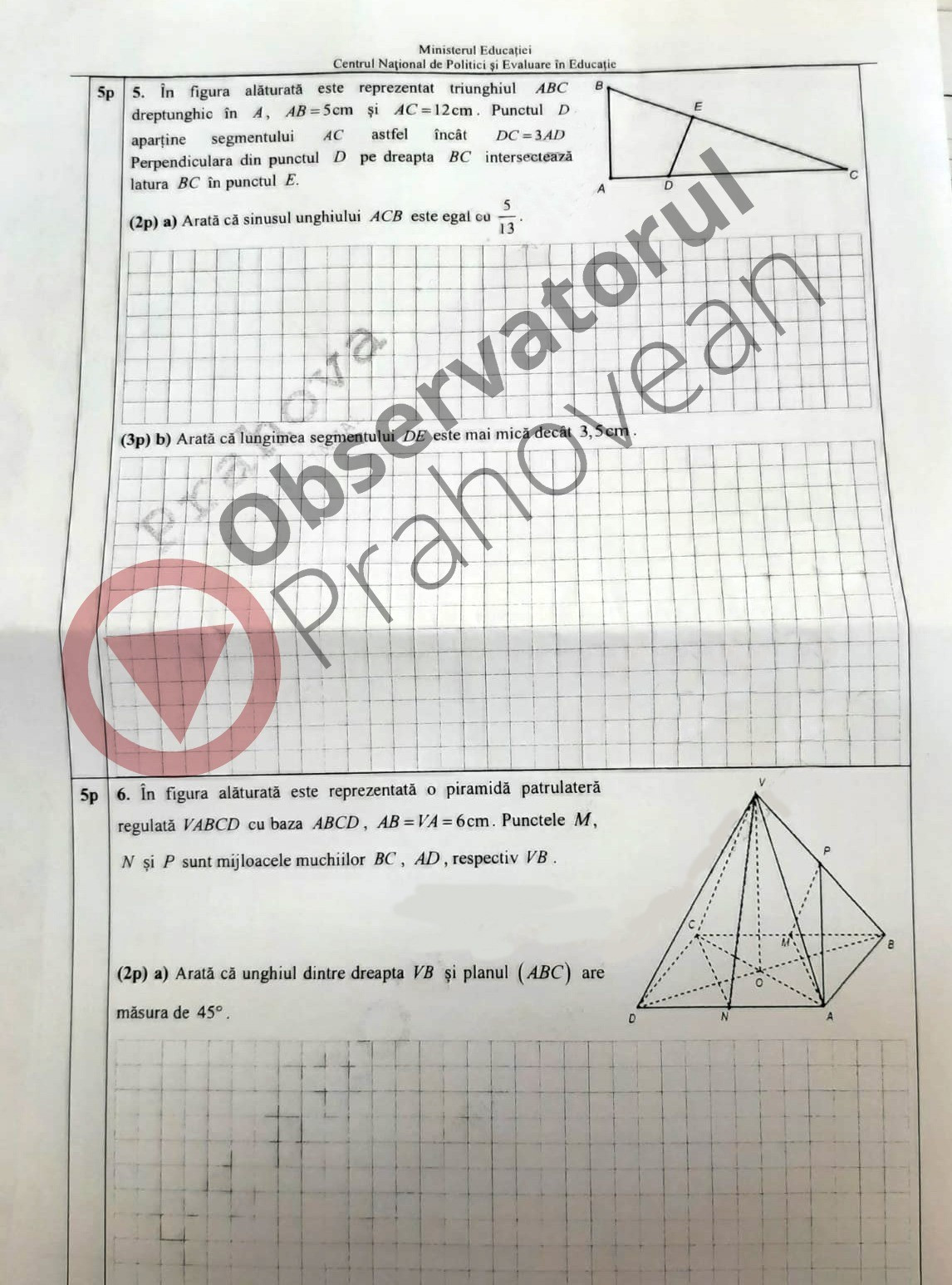 simulare evaluare nationala - subiecte matematica