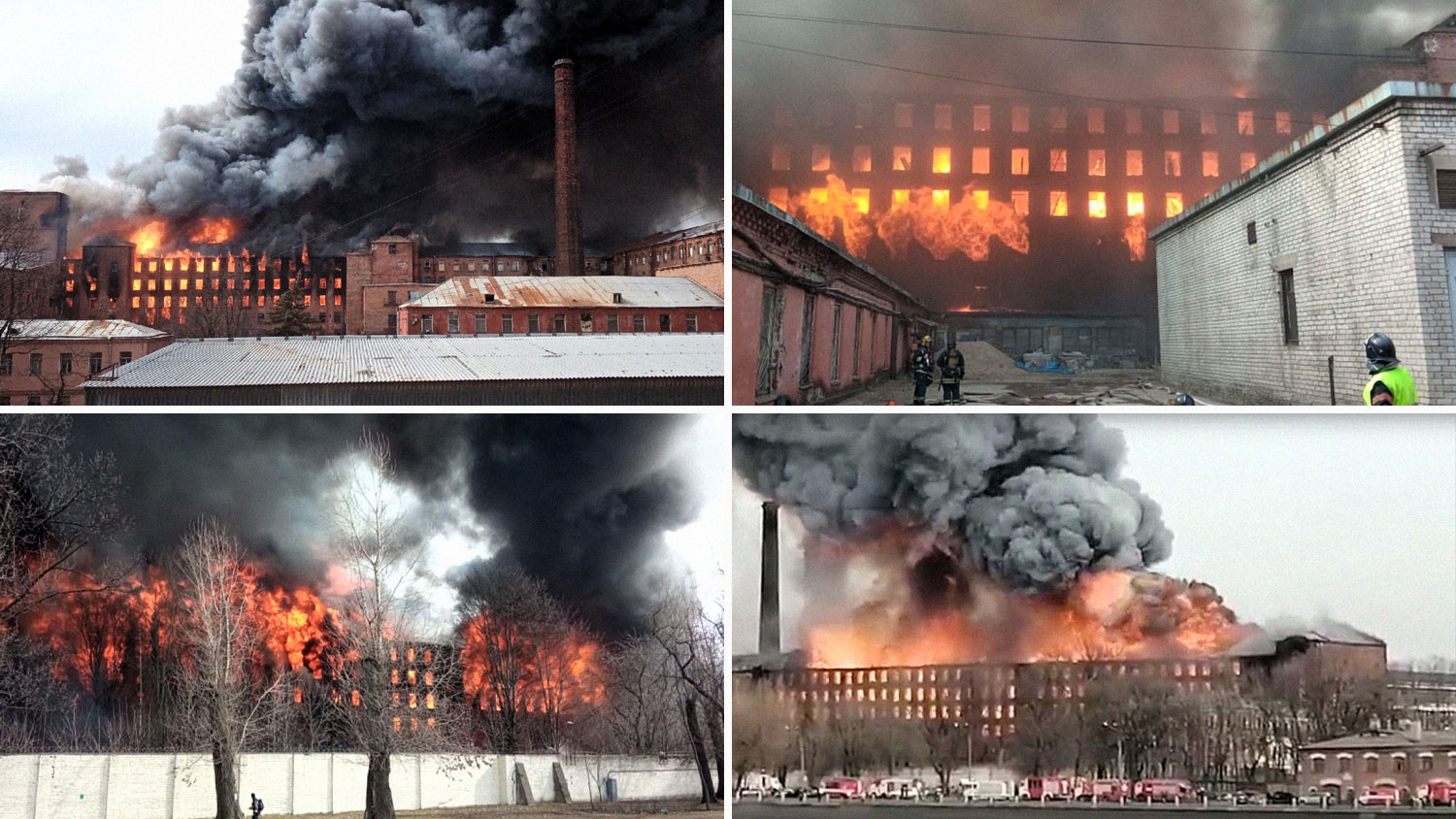 VIDEO. Incendiu uriaș în Sankt Petersburg. Fabrică istorică, mistuită de flăcări