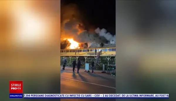 Incendiu violent pe drumul care leagă Buzăul de Ploiești. Un motel a fost distrus de flăcări