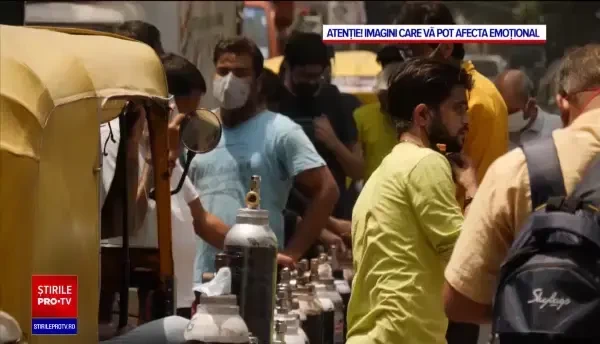 Imagini dramatice din India, unde pacienții COVID mor pe capete din cauza lipsei de oxigen