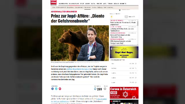 Prințul din Liechtenstein: "Nu l-am împuşcat pe Arthur, ci un urs mai mic"