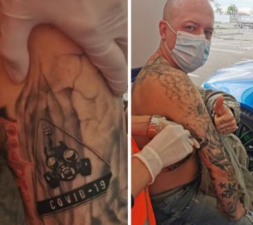 Un orădean şi-a tatuat "Covid-19" pe brat. În același loc a făcut apoi vaccinul
