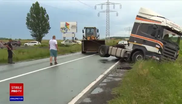 Carambol la Ilfoveni, pe Șoseaua București-Târgoviște. Șoferul responsabil a fugit de la fața locului