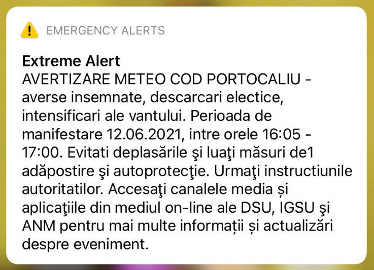 Cod portocaliu de averse, descărcări electrice şi vijelie pentru Bucureşti și mai multe județe