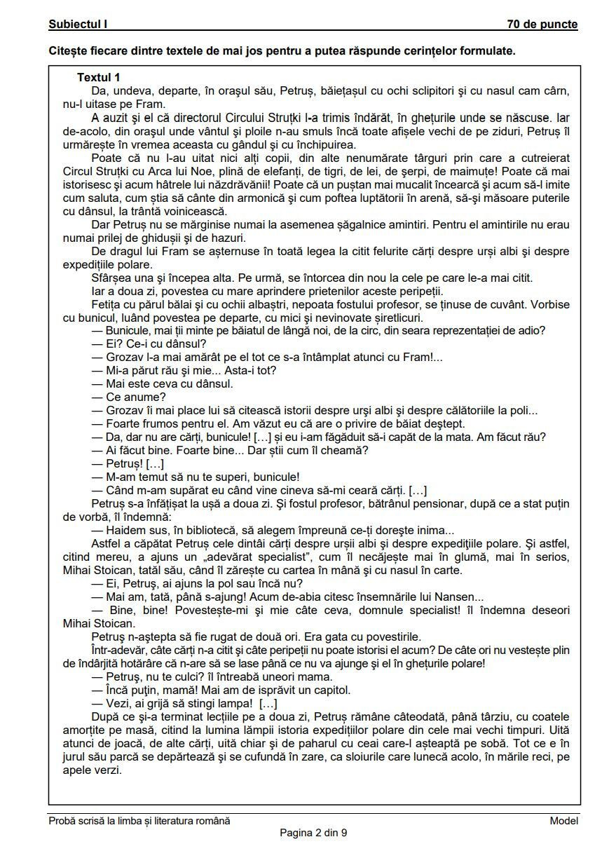 Evaluare Naţională 2021. Modele de subiecte şi teste de antrenament la Limba şi literatura rom&acirc;nă - 2