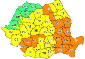 ANM: Cod portocaliu de ploi torențiale, vijelii și grindină până sâmbătă seară, în 13 județe