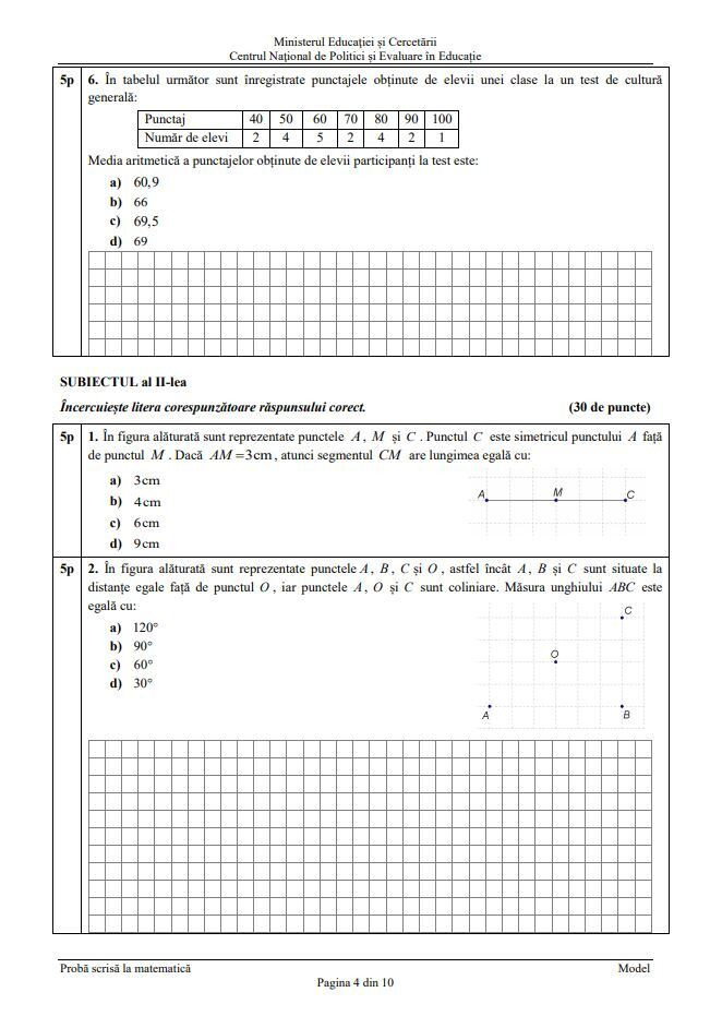 Modele de subiecte şi teste de antrenament la Matematică - 3