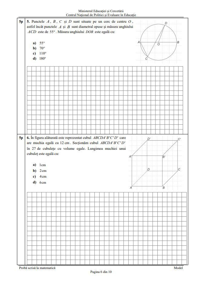 Modele de subiecte şi teste de antrenament la Matematică - 5