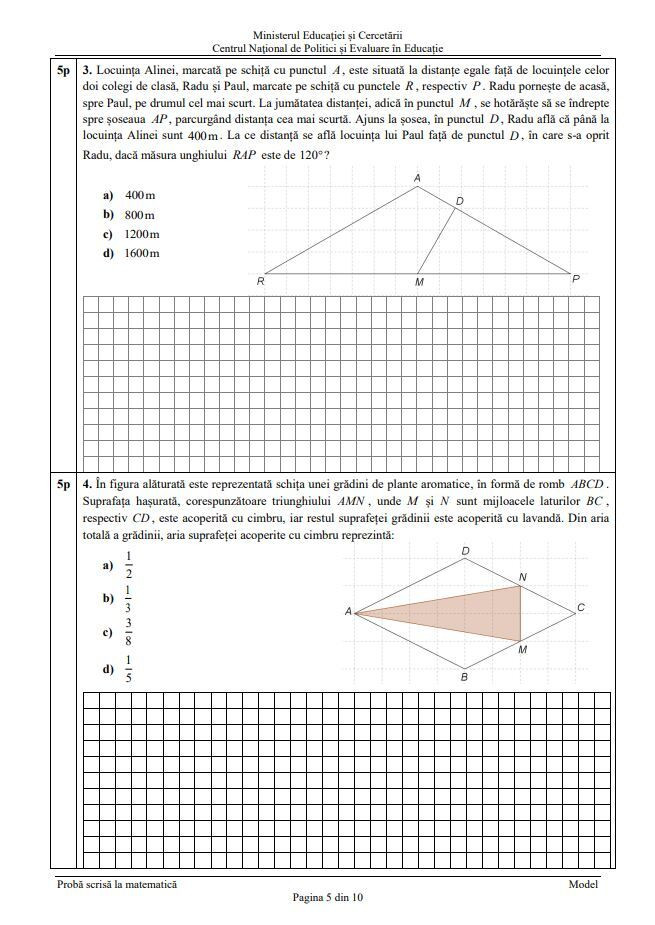 Modele de subiecte şi teste de antrenament la Matematică - 6