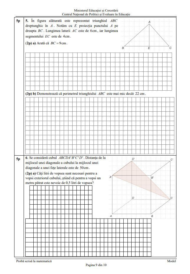 Modele de subiecte şi teste de antrenament la Matematică - 8