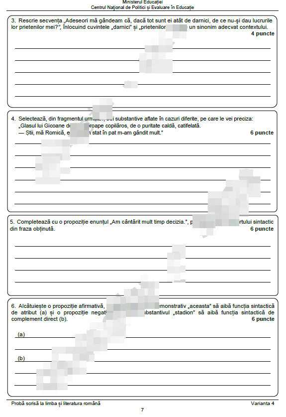 Subiecte Evaluare Națională, limba romana - 1