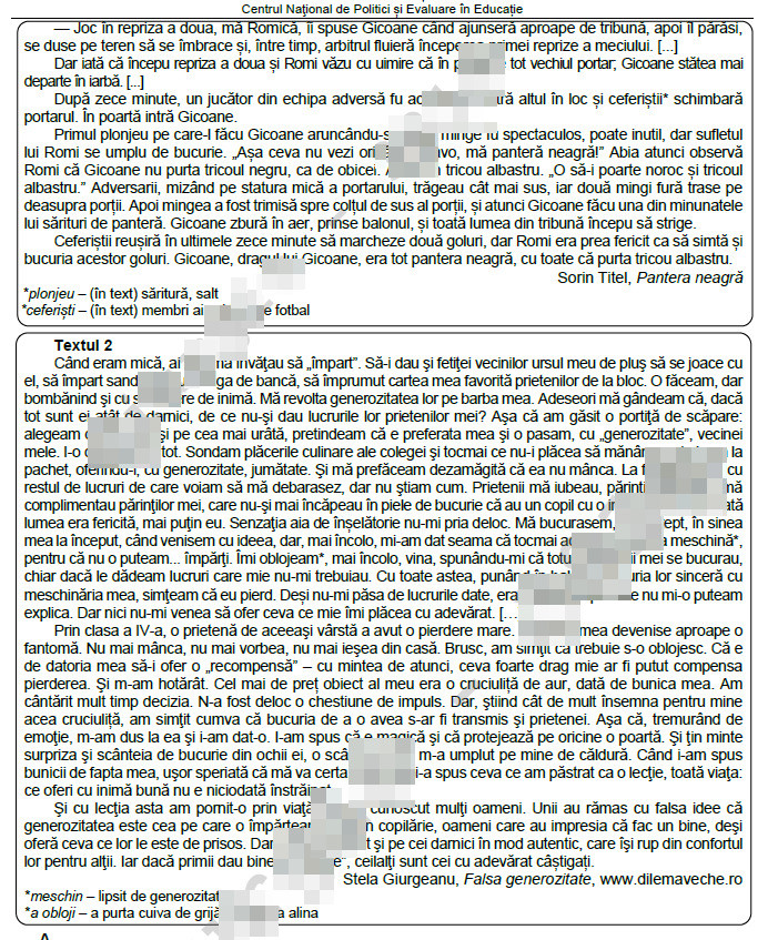 Subiecte Evaluare Națională, limba romana - 6