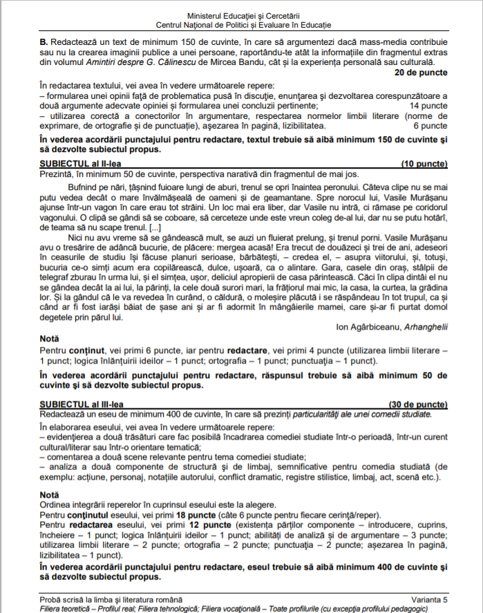 Subiecte 2020 profil real 2