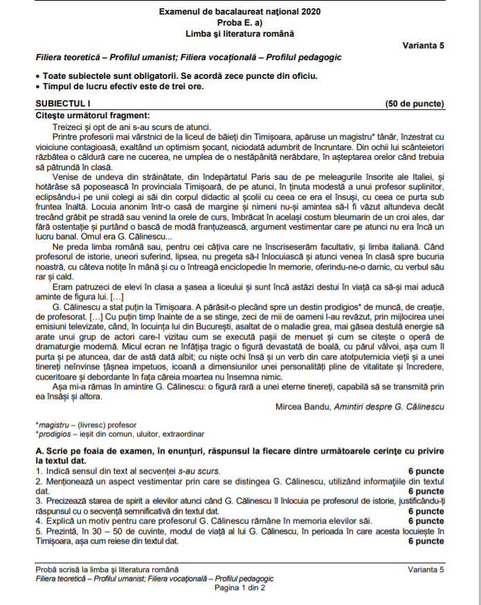 Subiecte 2020 profil uman 1