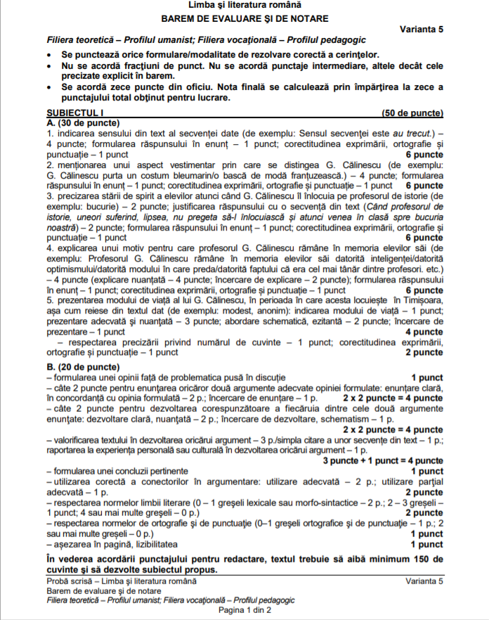 Subiecte 2020 profil uman barem 1