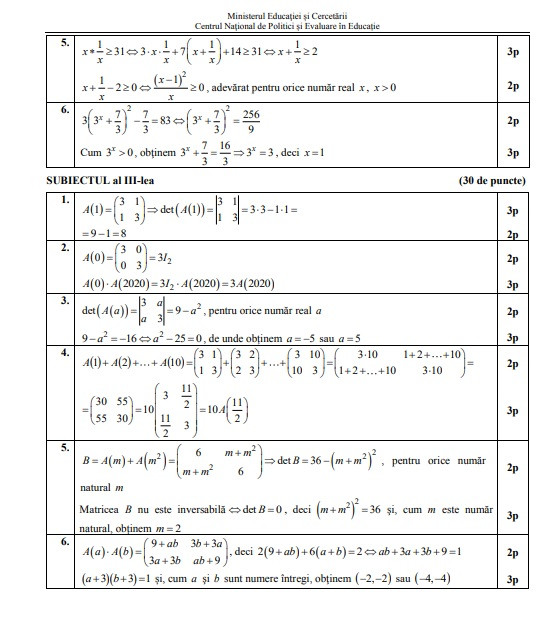 model Subiecte matematică &ndash; pedagogic2