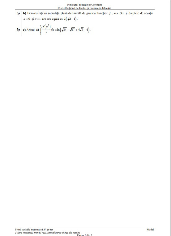 model subiect matematică &ndash; științe ale naturii2