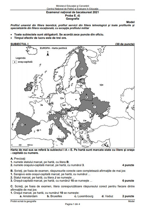 Bacalaureat 2021. Subiectele și baremele de la proba la alegere a profilului, publicate de Ministerul Educației