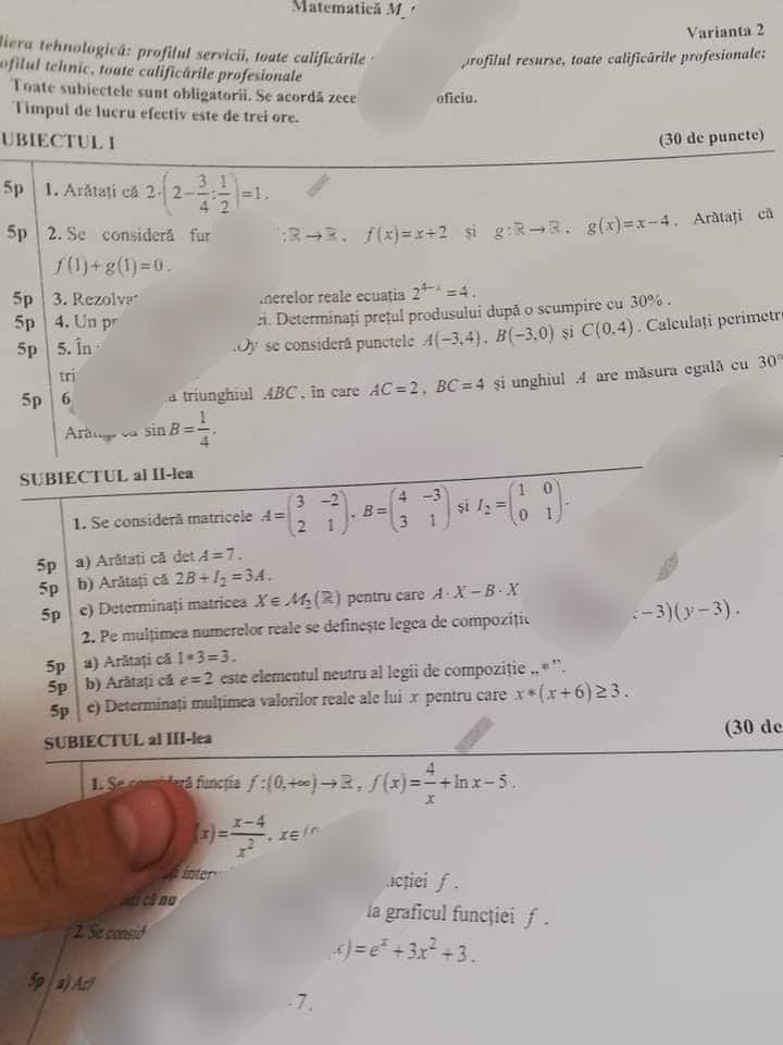 Subiect Matematica