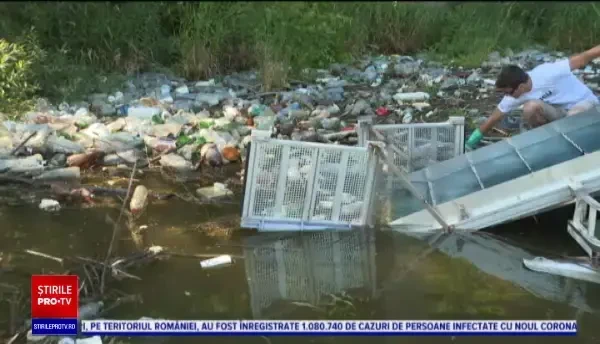 Mii de gunoaie și chiar cadavre de animale, adunate din Dunăre la Orșova