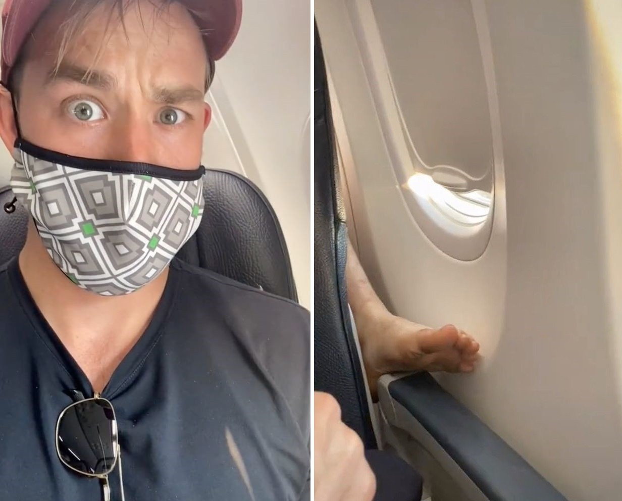 VIDEO. Ce a făcut un tânăr când pasagerul din spate și-a pus piciorul pe scaunul său