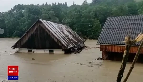 Viiturile năvalnice au mutat un deal, cu tot cu brazi. Este dezastru în țară