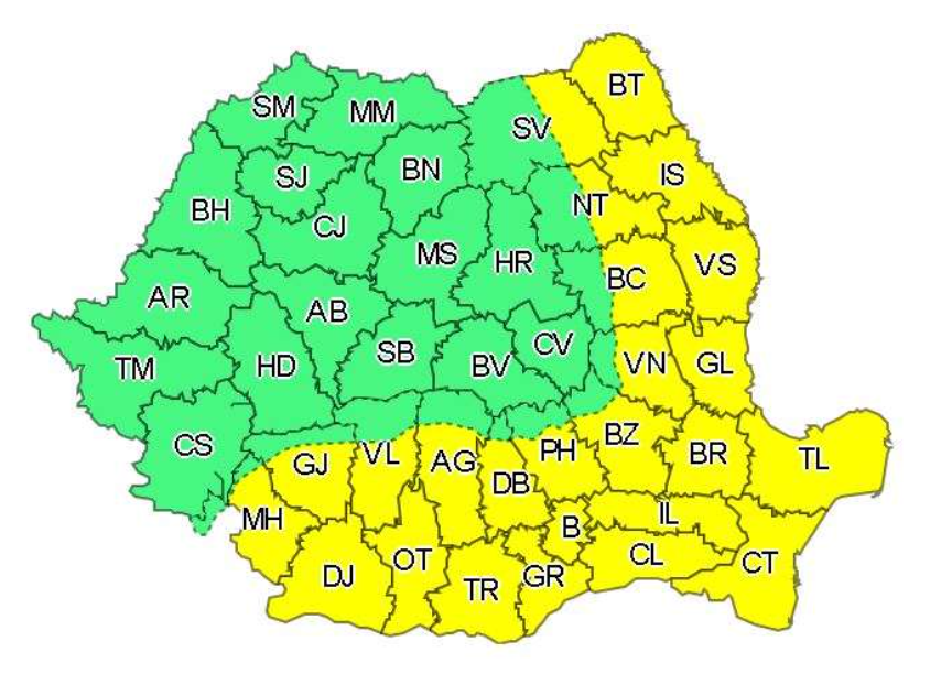ANM: Cod galben de caniculă în 24 de judeţe din sudul, estul şi sud-vestul ţării, duminică şi luni