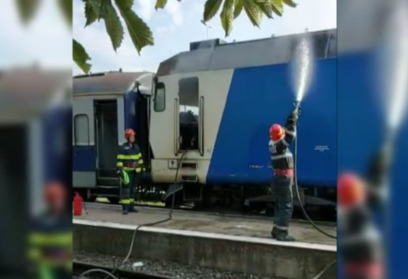 O locomotivă a luat foc în Gara din Târgoviște, la un tren de călători