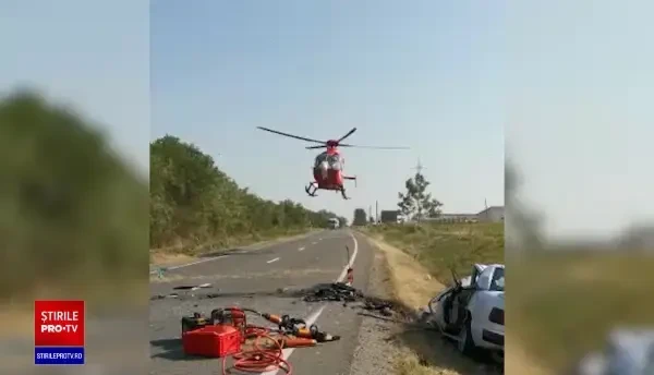 Intervenţia elicopterului SMURD la accidentul cu doi morți din Bihor