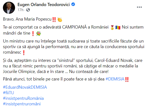 Eugen Orlando Teodorovici, Ana Maria Popescu
